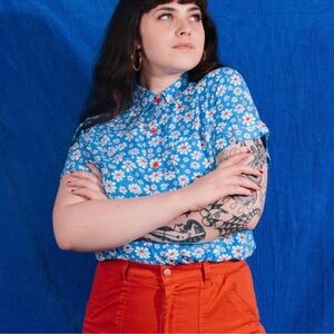 ULTRA RARE! Big Bud Press Blue Lazy Daisy Pantry Button Up Size XS